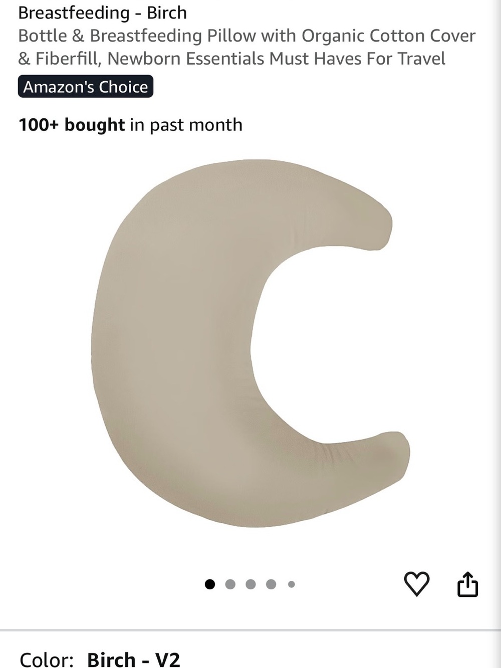 NEW! Snuggle Me Feeding Support Pillow V2. Birch organic
